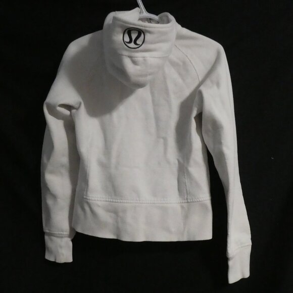 LULULEMON | size 4 | Classic White Scuba Hoodie With Black Omega logo on Hood - Picture 3 of 16